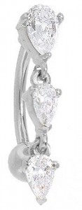 FreshTrends The Eternity Diamond Teardrop 14CT White Gold Belly Bar – 14G (CUSTOM MADE)