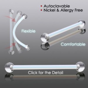 15mm Pair of Belly or Nipple Piercing Retainers with Clear Balls