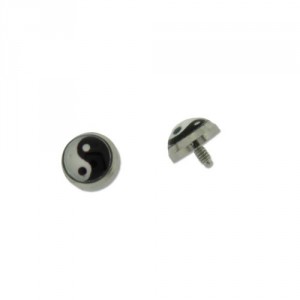 Screw in Dermal Top with Yin Yang Symbol