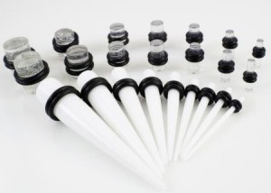 Ardisle Clear + White Acrylic Ear Stretching Kit
