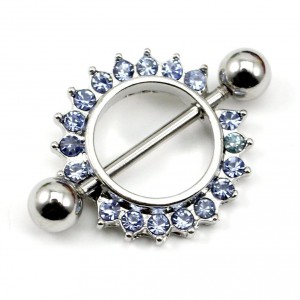 Pair of Blue Sun Flower Nipple Shield Bars