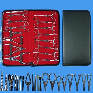 16 Piece Professional Body Piercing Tool Kit – Forceps with Zip Case