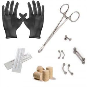18 Piece Body Piercing Kit 14G & 16G Piercing Needles