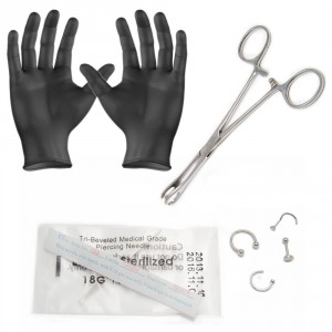 8 Piece Ear, Lip and Nose Piercing Kit – 16G & 18G Needles