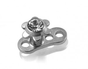 Crystal Flower Surgical Steel Internally Threaded Top with Titanium Base Dermal Anchor