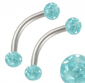 16G Stainless Steel Curved Eyebrow Barbell x2