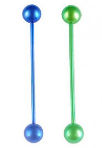 16G Blue & Green Anodized Steel Scaffolding Ear Bars x2