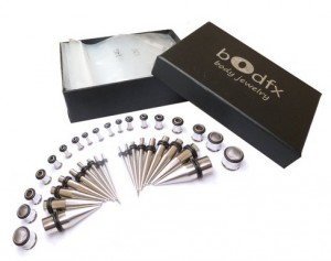 Bodfx Stainless Steel Complete Ear Stetching Kit – 36 Piece with Tapers and Tunnels