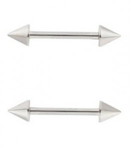 14G Steel Spike Nipple Barbells Pair