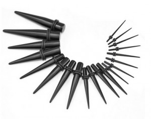 TRIXES 20 Piece Black Cheap Ear Stretching Kit – Taper Set