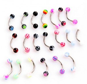 Mixed Colour Stainless Steel Curved Barbell – Eyebrow Bar X 20
