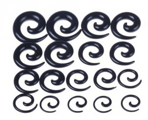 BODYA 9 Pairs of Black Acrylic Spiral Ear Tapers 00-14G
