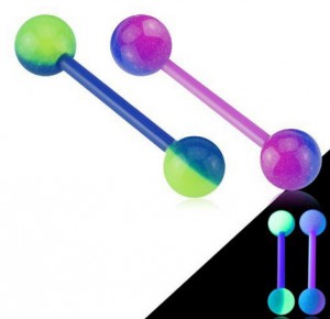 Pair of Glow in the Dark BioFlex Nipple Bars