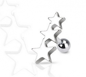 Triple Star Tragus & Helix Barbell – 16G