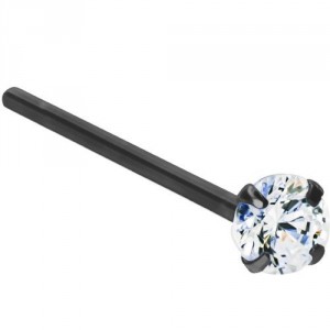 Diamond 14K Black Gold Nose Stud Straight Fishtail – 16G