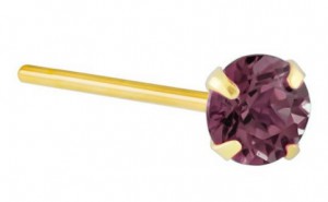 FreshTrends 3.0mm Alexandrite (June) – 14K Yellow Gold Nose Stud – Straight Fishtail