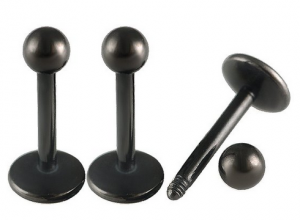 16G Black Anodized Steel Labret Stud