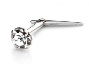 Sterling Silver Andralok Nose Stud with 3mm Crystal