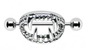14G Demon Jaw Vampire Fangs Nipple Shield